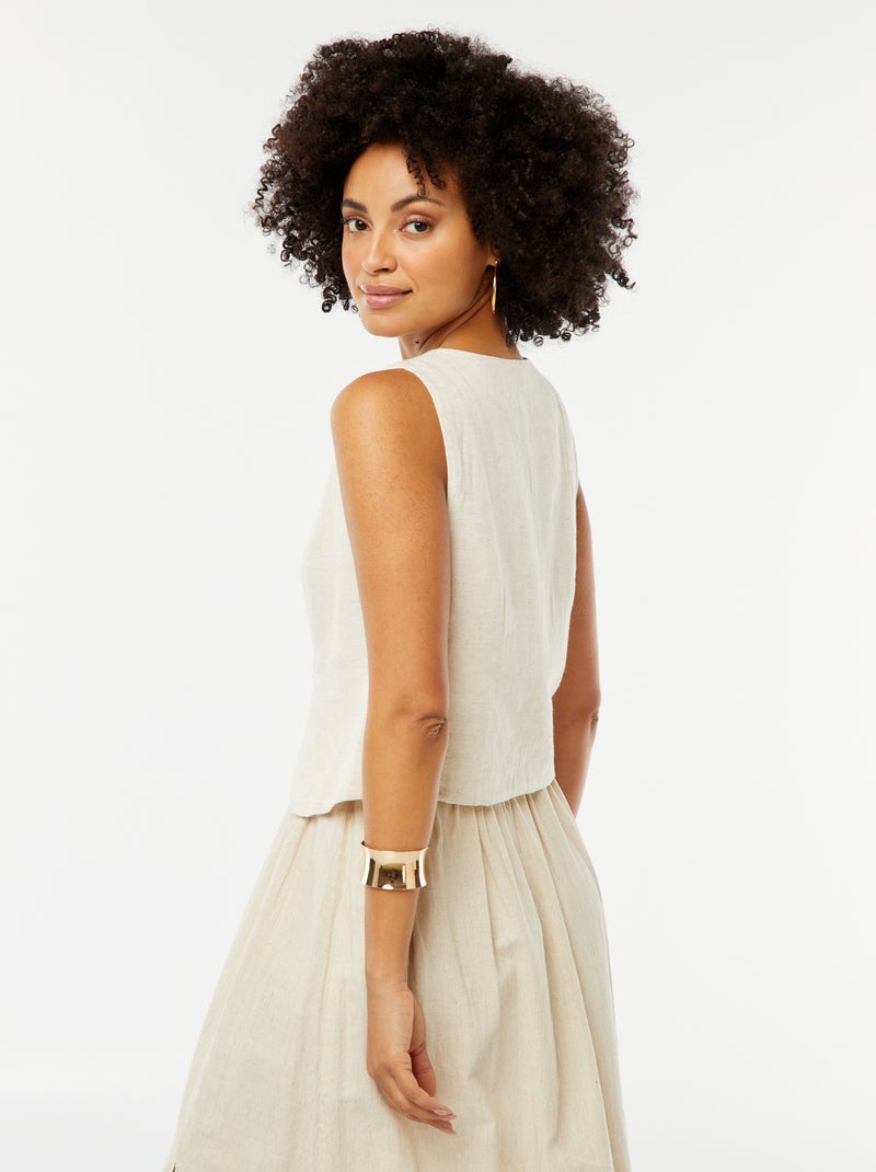 Blusa sem mangas com botões BEGE - Kiabi