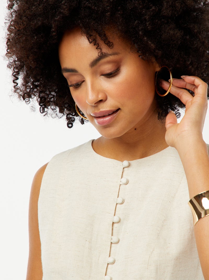Blusa sem mangas com botões BEGE - Kiabi