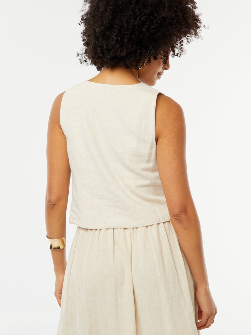 Blusa sem mangas com botões BEGE - Kiabi