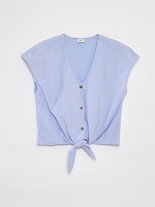 Blusa sem mangas com botões e laço 'JDY'