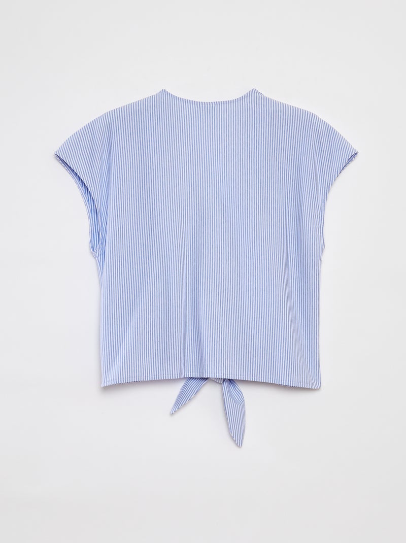 Blusa sem mangas com botões e laço 'JDY' AZUL - Kiabi