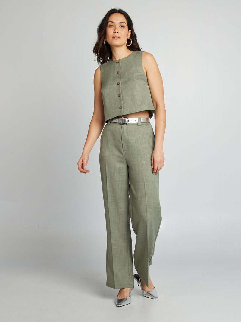 Blusa sem mangas com botões VERDE - Kiabi