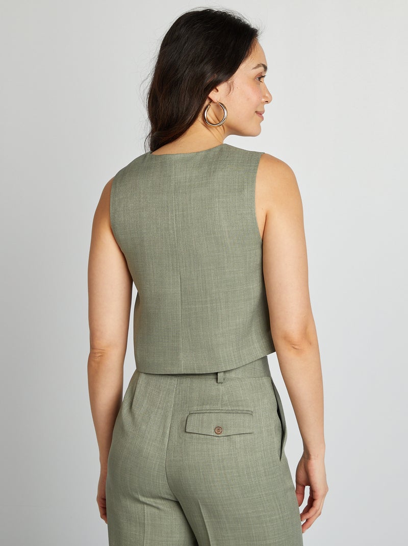 Blusa sem mangas com botões VERDE - Kiabi