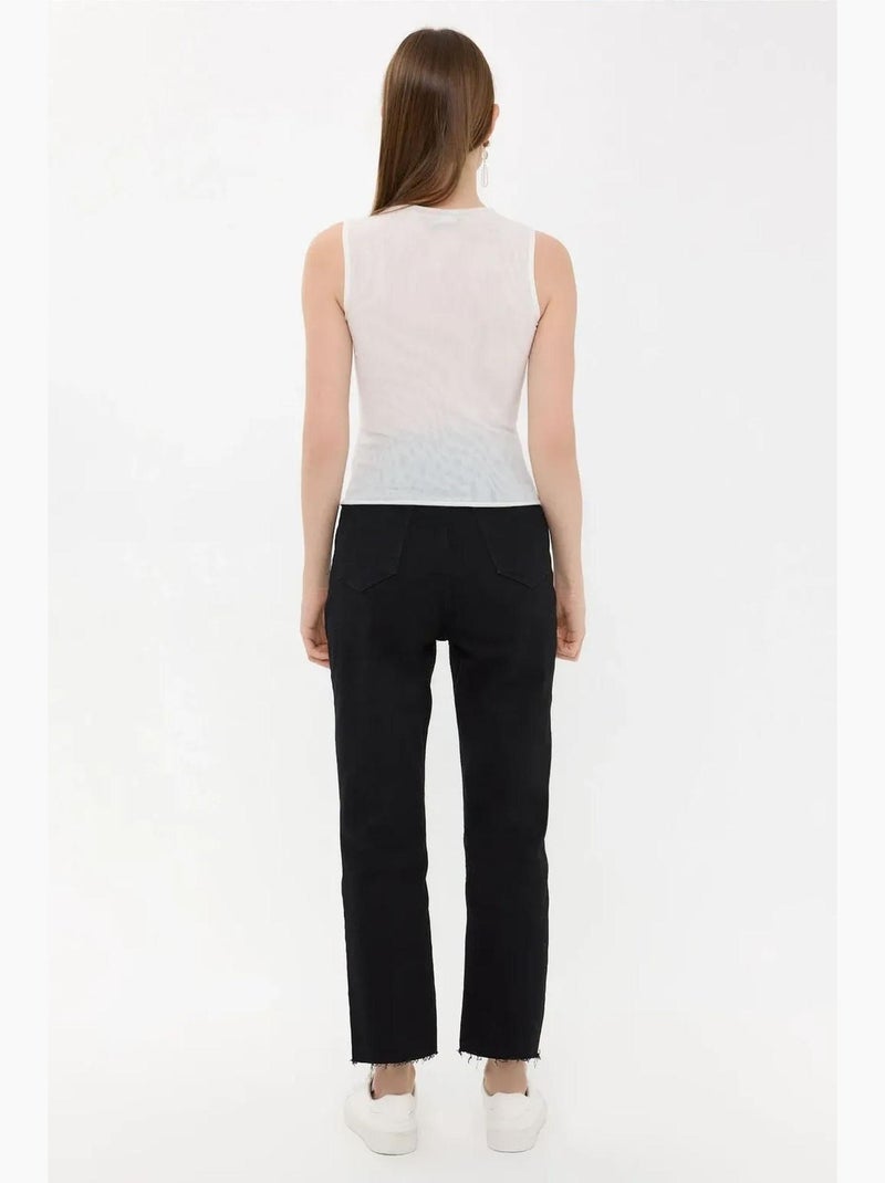 Blusa sem mangas com decote redondo hiccup Branco - Kiabi