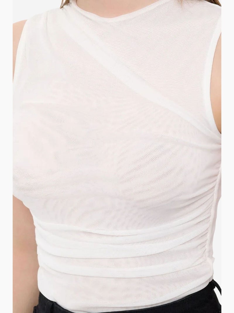 Blusa sem mangas com decote redondo hiccup Branco - Kiabi