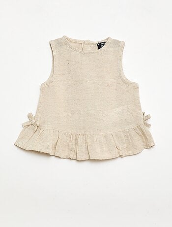 Blusa sem mangas com folhos e laços
