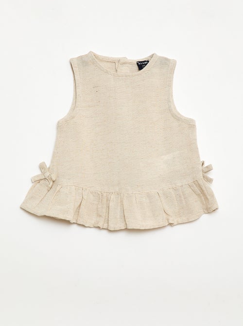 Blusa sem mangas com folhos e laços - Kiabi