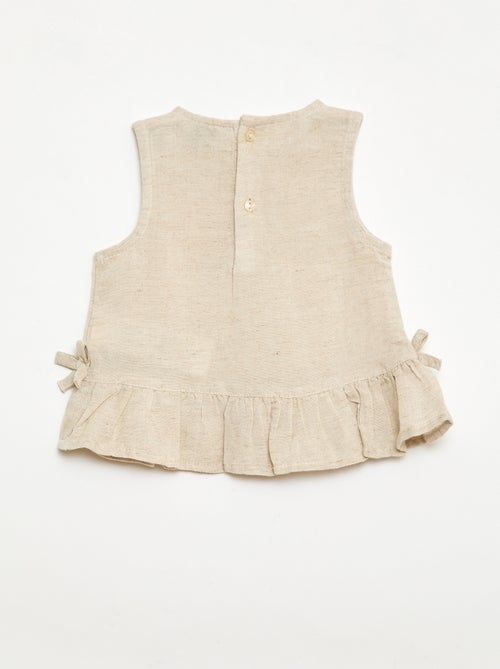 Blusa sem mangas com folhos e laços - Kiabi