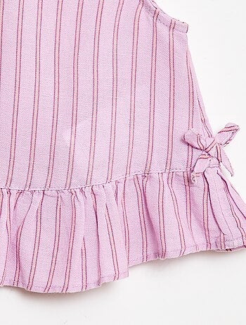 Blusa sem mangas com folhos e laços