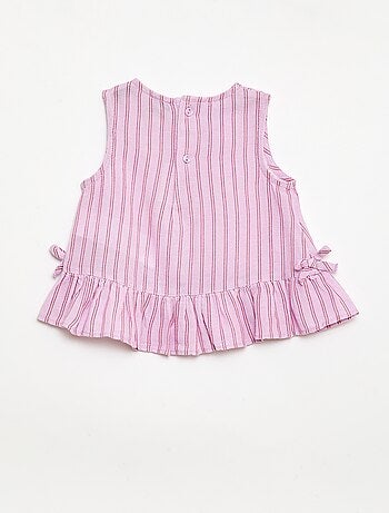 Blusa sem mangas com folhos e laços