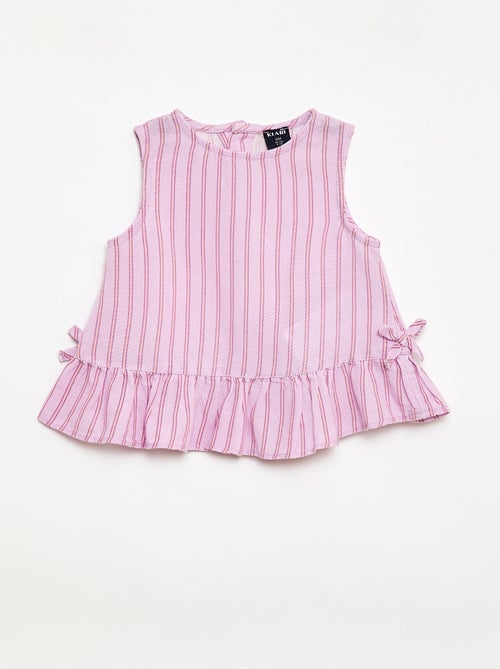 Blusa sem mangas com folhos e laços - Kiabi