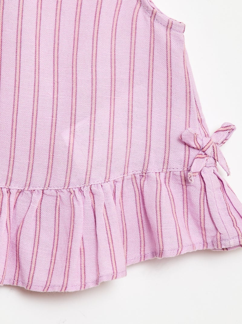 Blusa sem mangas com folhos e laços Violeta - Kiabi