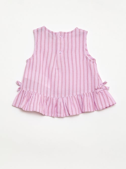 Blusa sem mangas com folhos e laços - Kiabi