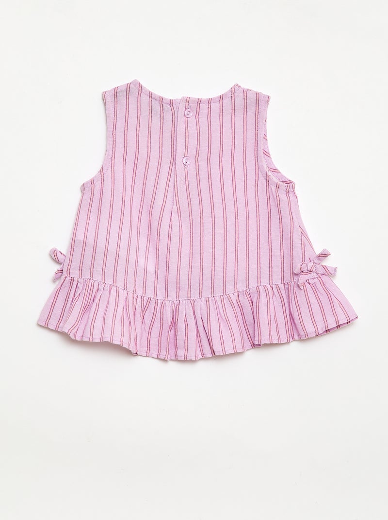 Blusa sem mangas com folhos e laços Violeta - Kiabi