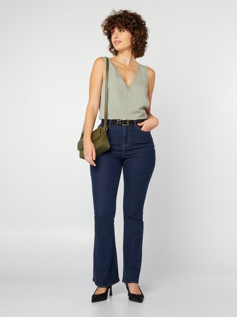 Blusa sem mangas com gola de renda VERDE - Kiabi