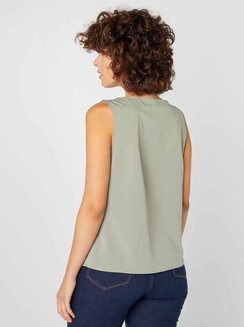 Blusa sem mangas com gola de renda - Kiabi