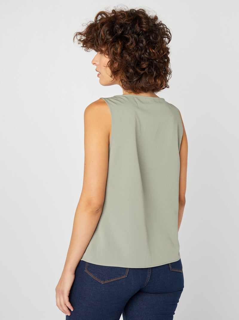 Blusa sem mangas com gola de renda VERDE - Kiabi