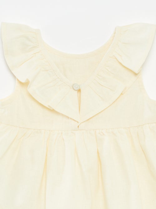 Blusa sem mangas com peitilho com folhos - Kiabi