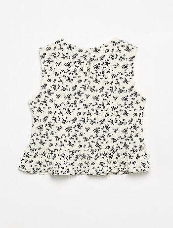 Blusa sem mangas com textura waffle