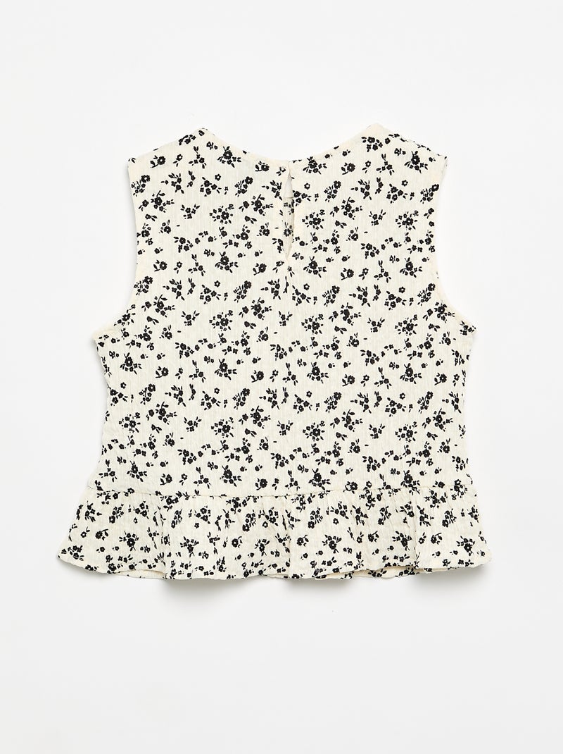 Blusa sem mangas com textura waffle Bege - Kiabi