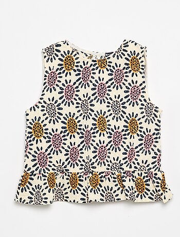 Blusa sem mangas com textura waffle