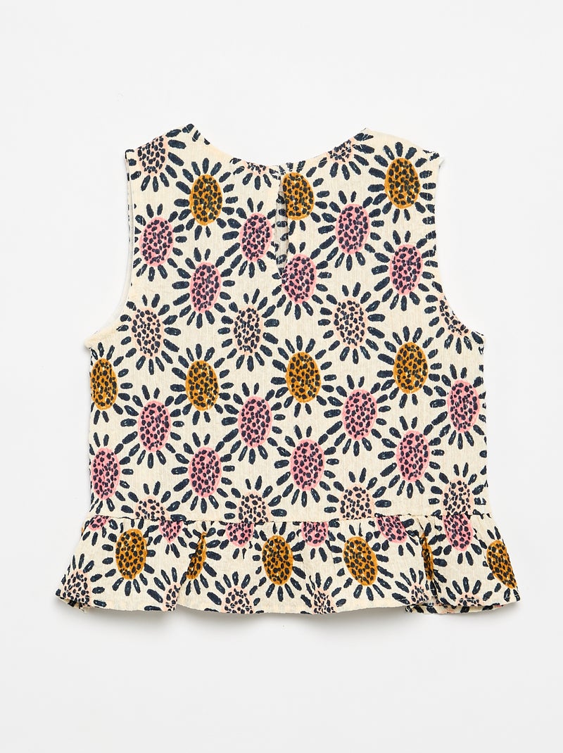 Blusa sem mangas com textura waffle Bege - Kiabi