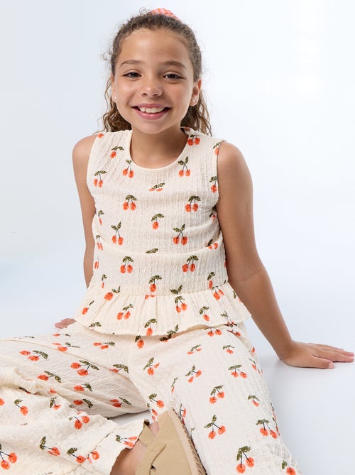 Blusa sem mangas com textura waffle - Kiabi
