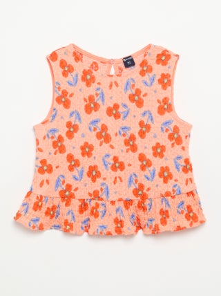 Blusa sem mangas com textura waffle