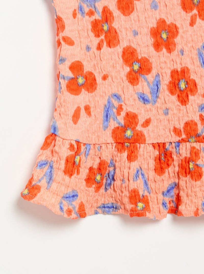 Blusa sem mangas com textura waffle Laranja - Kiabi