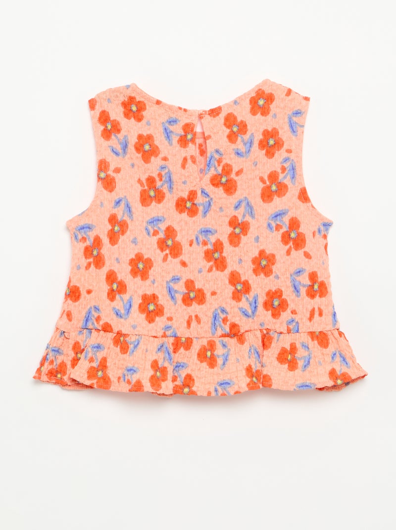 Blusa sem mangas com textura waffle Laranja - Kiabi