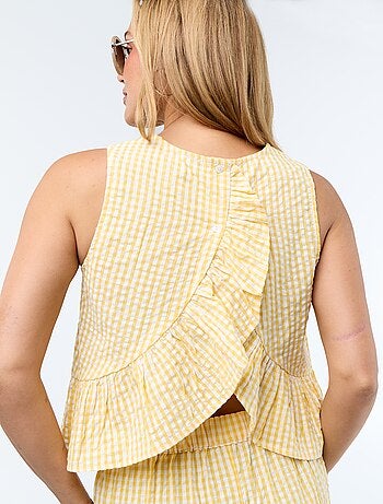 Blusa sem mangas de malha gofrada