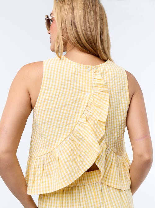 Blusa sem mangas de malha gofrada - Kiabi