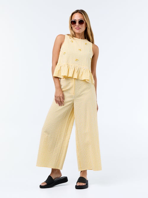 Blusa sem mangas de malha gofrada - Kiabi
