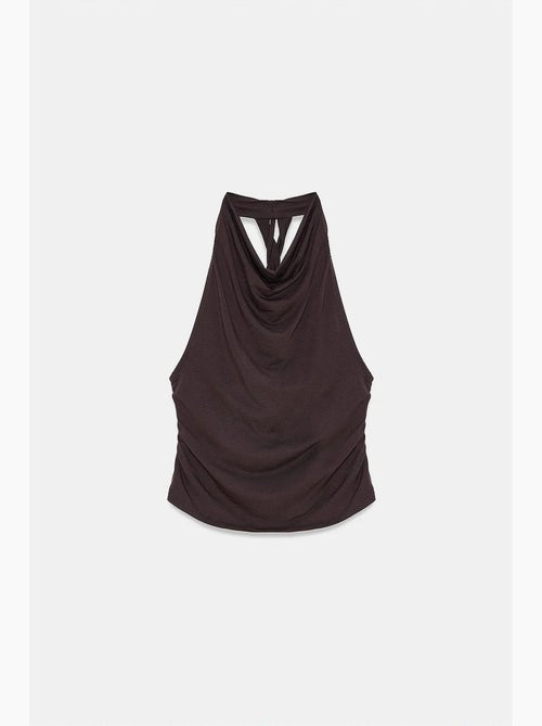 Blusa sem mangas e costas abertas com decote drapeado dilvin - Kiabi Blusa sem mangas e costas abertas com decote drapeado dilvin - Kiabi