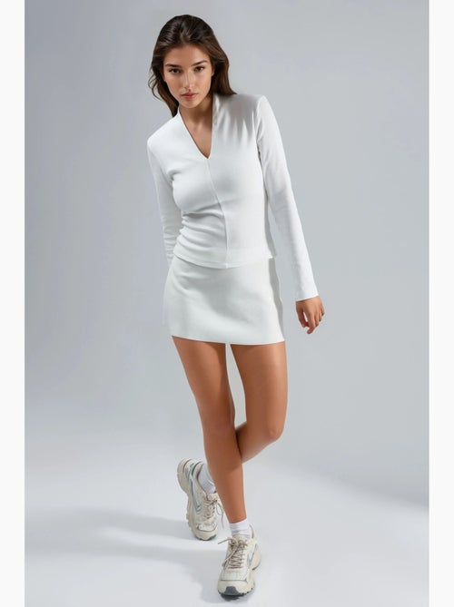 Blusa slim de manga comprida com decote em v busem - Kiabi