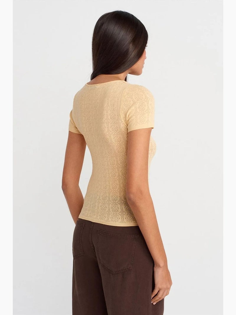 Blusa slim fit canelada texturizada dilvin Amarelo-limão - Kiabi