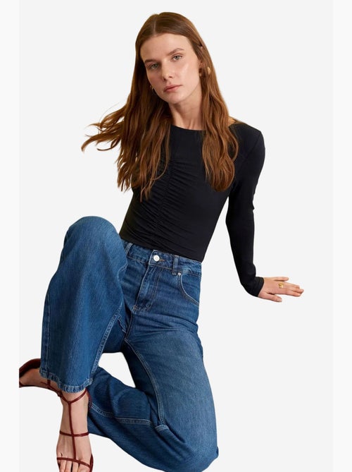 Blusa slim fit com decote barco e manga comprida dilvin - Kiabi