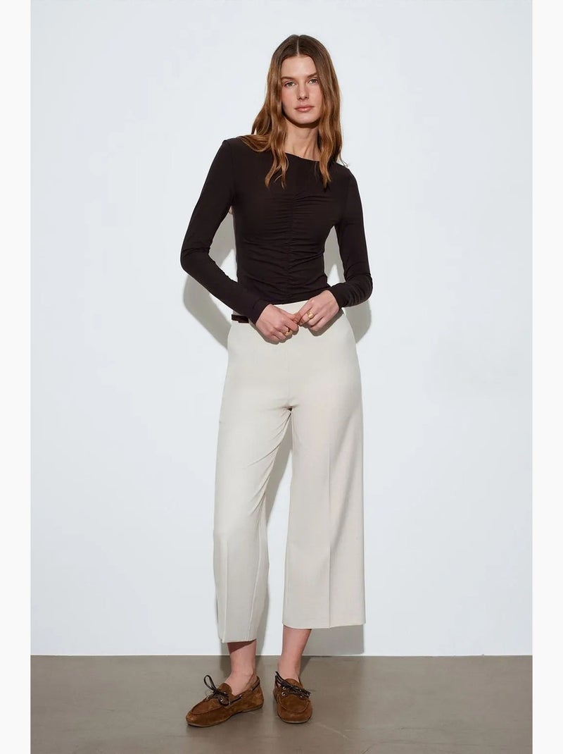 Blusa slim fit com decote barco e manga comprida dilvin Castanho-escuro - Kiabi