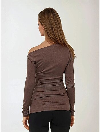 Blusa slim fit com gola assimétrica e manga comprida hiccup