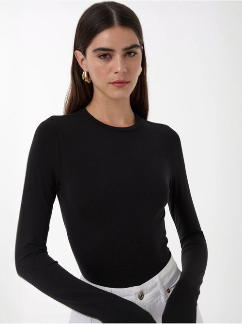 Blusa slim fit com gola redonda e manga comprida hiccup - Kiabi Blusa slim fit com gola redonda e manga comprida hiccup - Kiabi