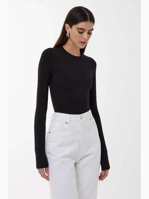 Blusa slim fit com gola redonda e manga comprida hiccup - Kiabi Blusa slim fit com gola redonda e manga comprida hiccup - Kiabi