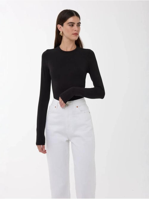 Blusa slim fit com gola redonda e manga comprida hiccup - Kiabi Blusa slim fit com gola redonda e manga comprida hiccup - Kiabi