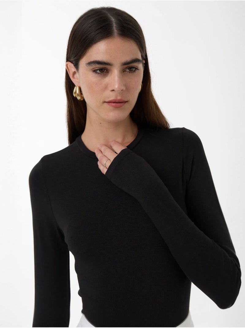 Blusa slim fit com gola redonda e manga comprida hiccup Preto - Kiabi
