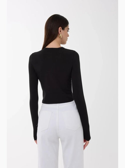 Blusa slim fit com gola redonda e manga comprida hiccup - Kiabi Blusa slim fit com gola redonda e manga comprida hiccup - Kiabi
