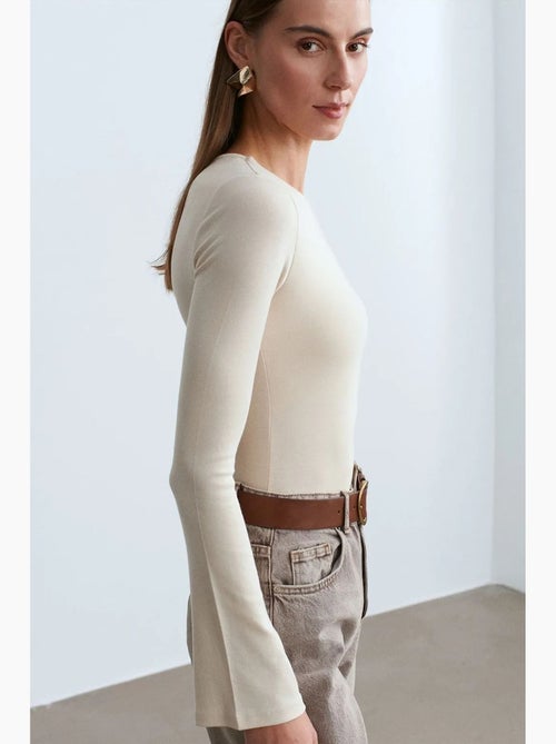 Blusa slim fit de manga comprida com decote redondo dilvin - Kiabi