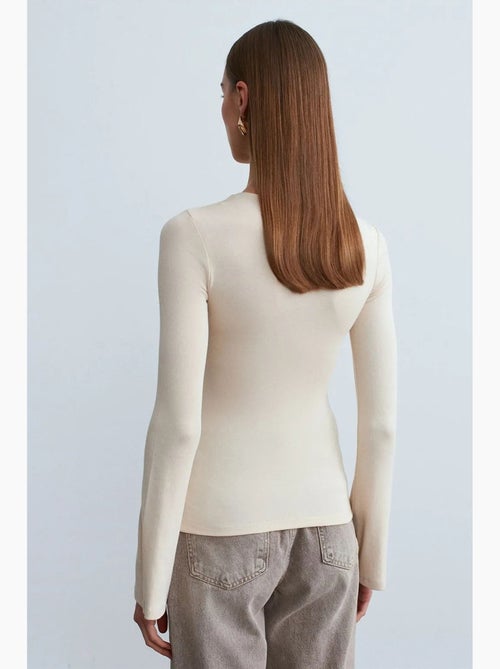 Blusa slim fit de manga comprida com decote redondo dilvin - Kiabi