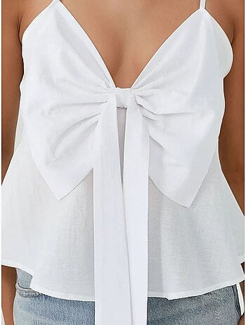 Blusa soft touch com decote em v e detalhe de laço hiccup