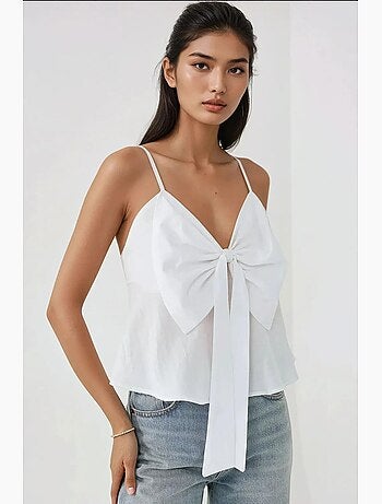 Blusa soft touch com decote em v e detalhe de laço hiccup