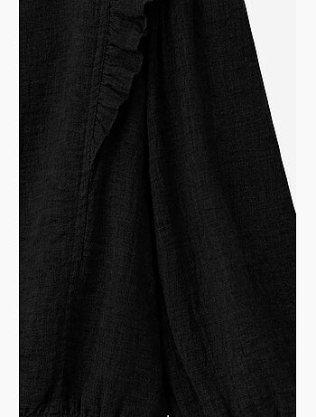 Blusa texturada com folhos e decote redondo mixray