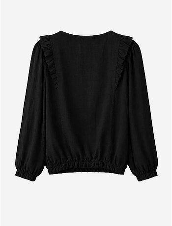 Blusa texturada com folhos e decote redondo mixray
